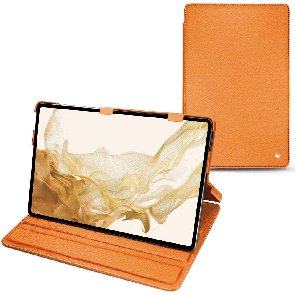 Noreve Lederschutzhülle horizontal (Galaxy Tab S8), Tablet Hülle, Orange