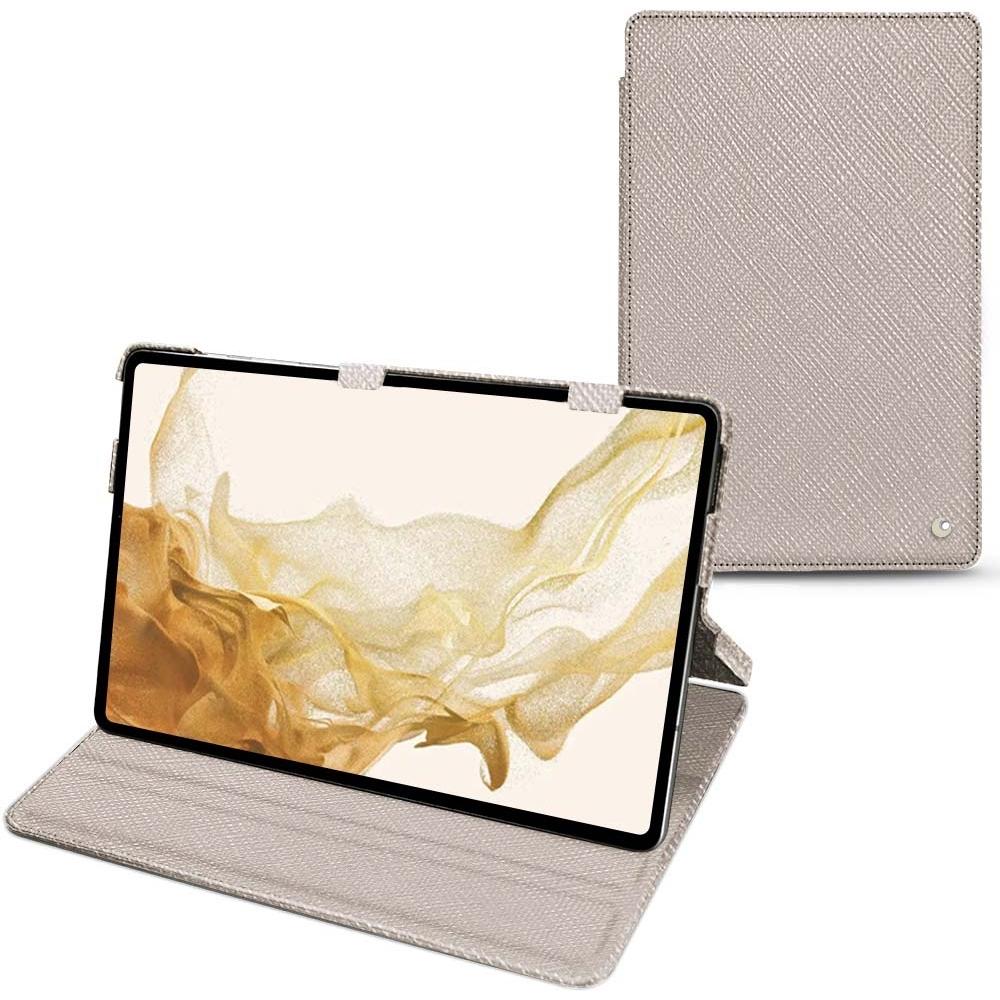 Noreve Lederschutzhülle horizontal (Galaxy Tab S8), Tablet Hülle, Beige