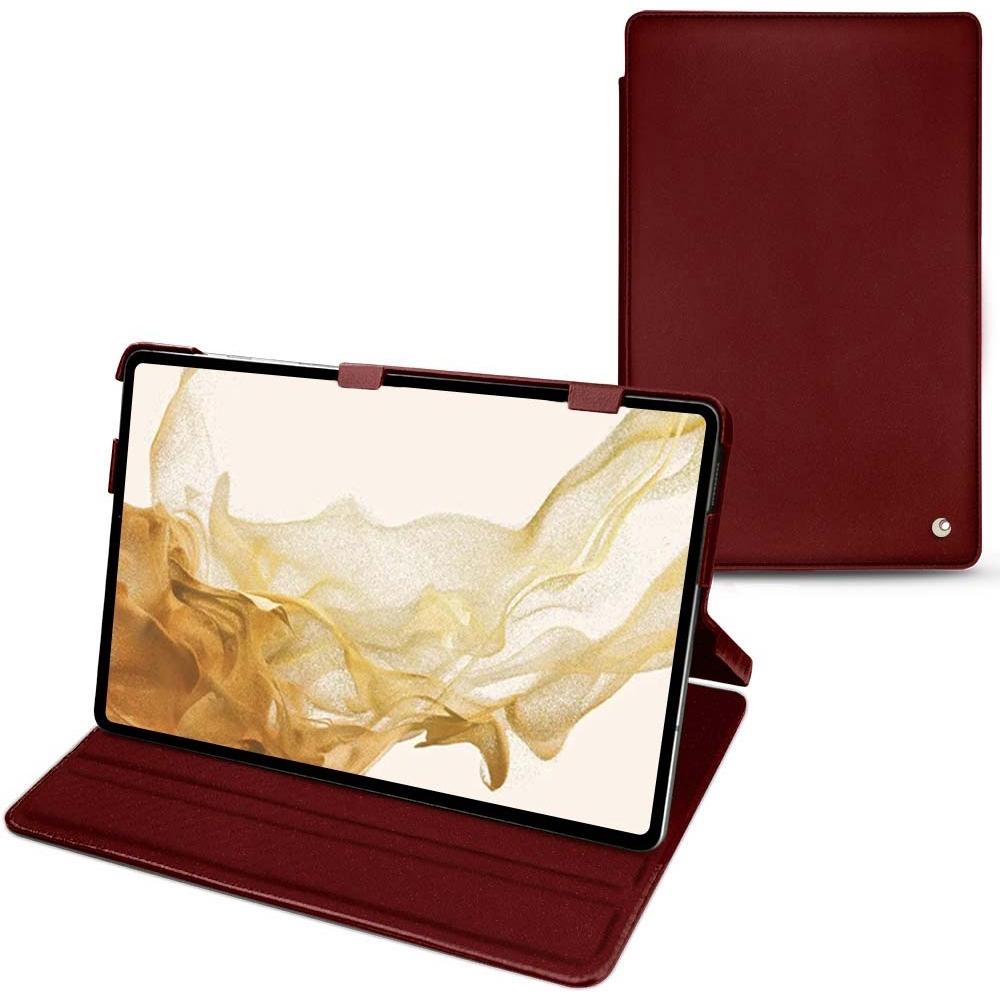 Thumbnail - Noreve Lederschutzhülle horizontal (Galaxy Tab S8), Tablet Hülle, Rot
