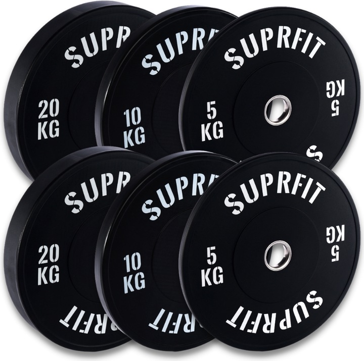 Actual product image Suprfit Econ Bumper Plates - White Logo - Sets (6 x 2.5 kg)