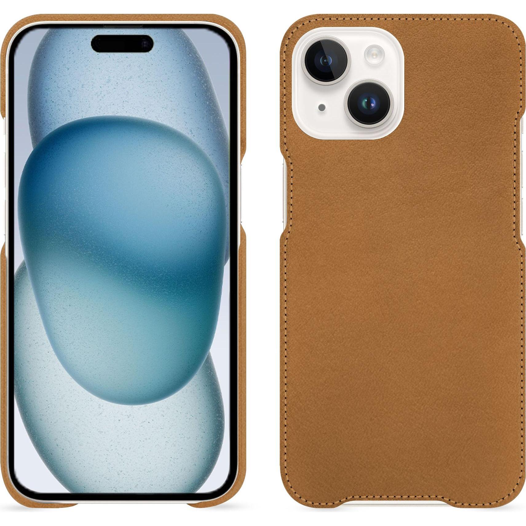 Noreve Lederschutzhülle (Apple iPhone 15), Smartphone Hülle, Braun