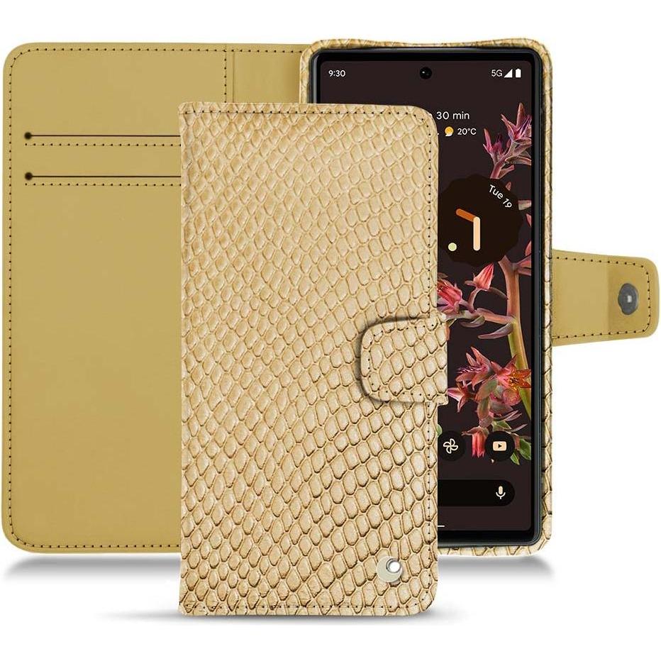 Noreve Lederschutzhülle Wallet (Google Pixel 6), Smartphone Hülle, Beige