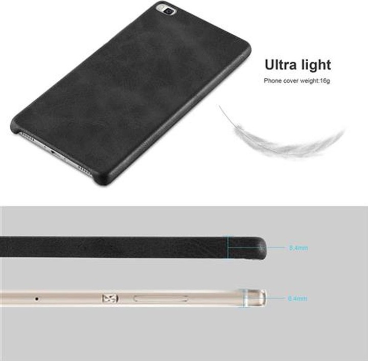 Actual product image Cadorabo Hard cover faux leather with texture (Huawei P8)