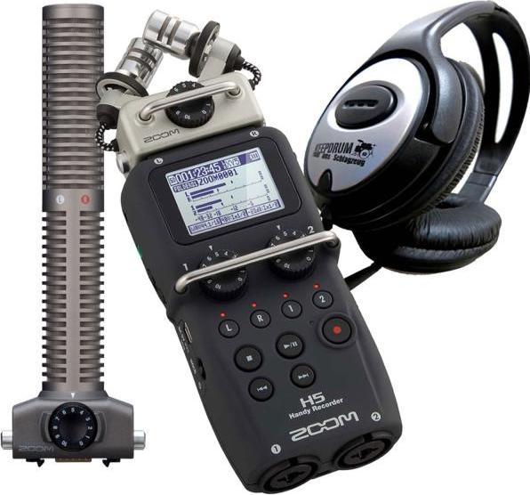 Zoom H5 recorder with SSH-6 microphone and headphones (Handheld)