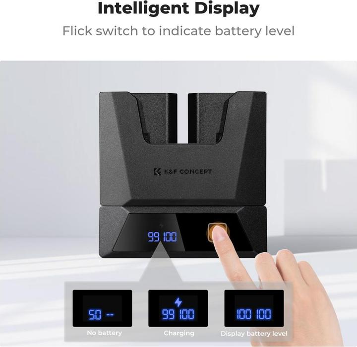 Produktbild K&F Concept Removable Modular Dual Channel Type-C Charger with LCD Digital Display Screen