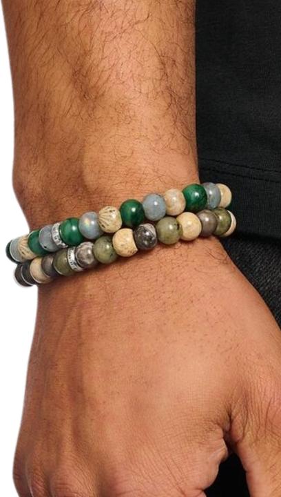 Immagine prodotto Thomas Sabo Armband Labradorit und Crocodile Jasper (19 cm, Argento sterling)