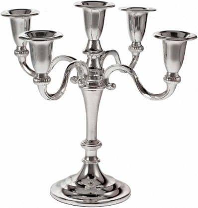 Immagine prodotto Nordisk Design Candeliere a 5 bracci, liscio, altezza 21 cm, placcato in argento, protetto contro l'appannamento