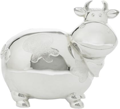 Immagine prodotto Nordisk Design Mucca della cassa di risparmio, lunghezza 11 cm, placcata in argento, protetta dall'ossidazione