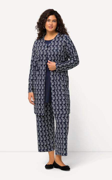 Actual product image Ulla Popken Matte Jersey One Button A-line Print Long Sleeve Jacket (68)