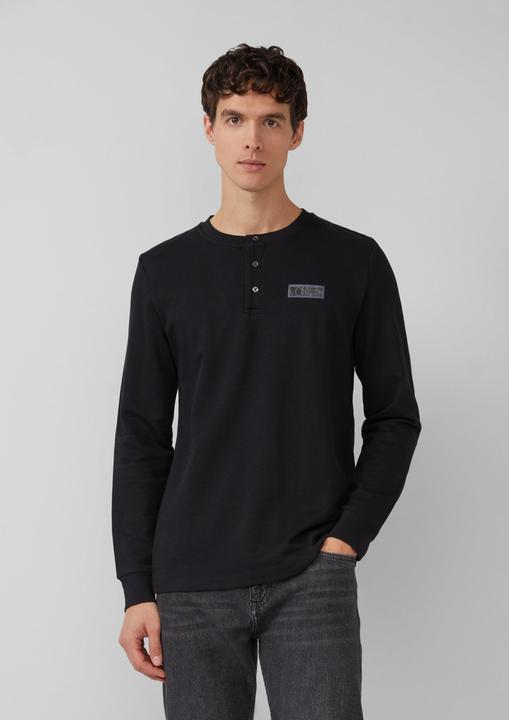 Produktbild s.Oliver T-Shirt Geripptes Henley-Shirt mit Label-Patch (S)