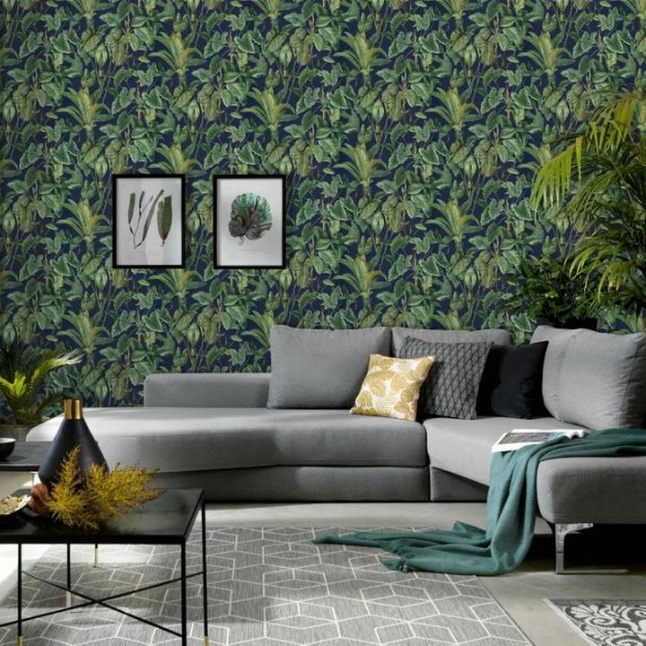 Actual product image Erismann Paradisio Tropical Leaves Textured Wallpaper (53 x 1000 cm)