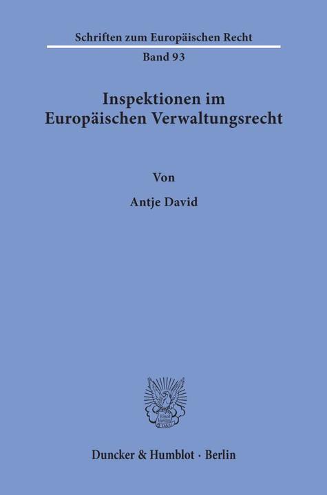 Produktbild Inspektionen im Europäischen Verwaltungsrecht (Deutsch, Antje David, 2003)