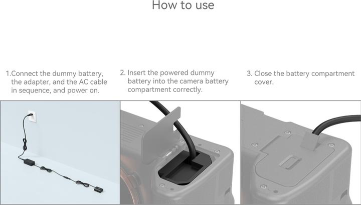 Actual product image SmallRig NP-FZ100 Dummy Battery with Power Adapter (Rechargeable battery)