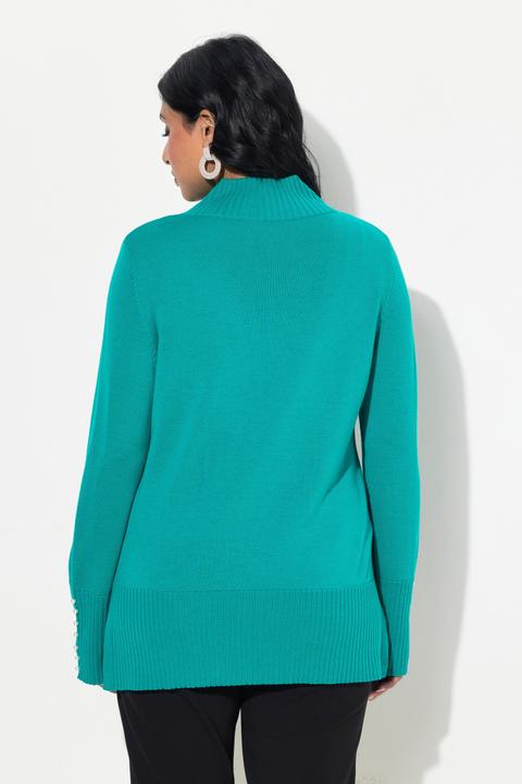 Immagine prodotto Ulla Popken Pullover, Woll-Seidenmischung, Stehkragen, Zierperlen (46, 48)