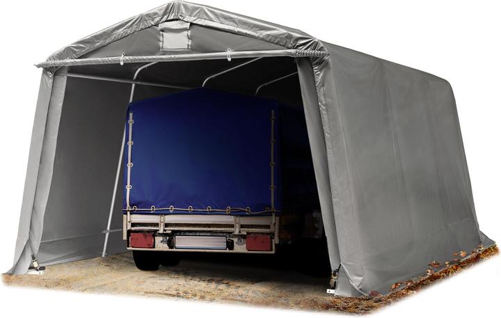 Actual product image Toolport Zeltgarage ca. 3,3 x 4,7 m PREMIUM Carport PE 600 N Plane Unterstand Lagerzelt Garage in dunkelgrau