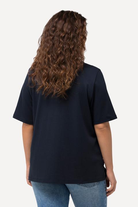 Image du produit Ulla Popken Sweat-shirt en modal mélangé, avec col montant, ruban fantaisie et manches courtes (56)