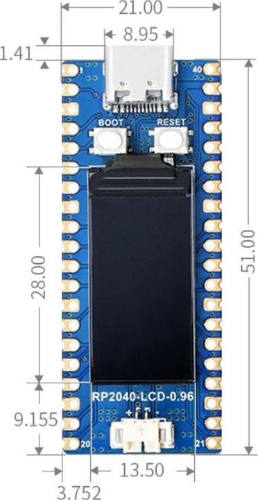 Actual product image WaveShare RP2040-LCD Raspberry Pi Pico based MCU with LCD screen