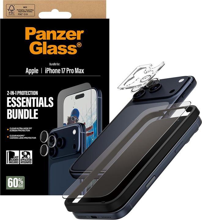 Actual product image PanzerGlass ® 2-in-1 Essentials Bundle iPhone 17 Pro Max (1 Piece, Apple iPhone 17 Pro Max)