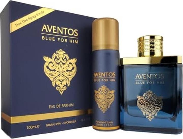 Actual product image Ameer Al Oud Fragrance World FRAGRANCE WORLD AVENTOS BLUE(M)(DF)2PC SET(3.4oz edp sp,1.7oz Body Spray) (Perfume set)