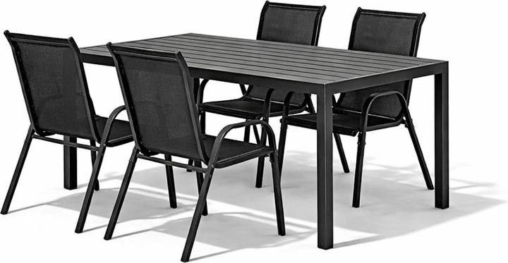 Actual product image Mojawo Garden Set Seating Set 5-piece 180x90cm Aluminium Non-Wood Anthracite/Anthracite/Black