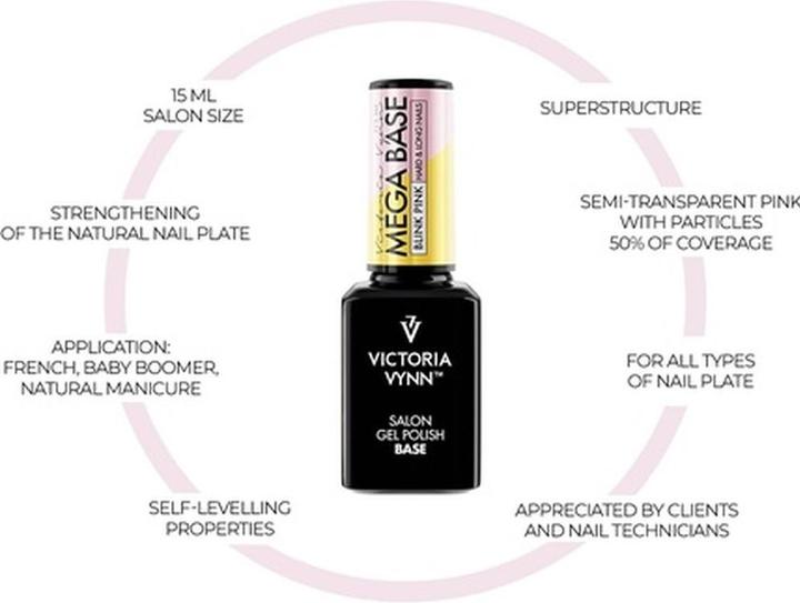 Immagine prodotto Visconti Di Modrone Victoria Vynn Mega Base Blink Pink Hard & Long Nails UV LED Hybrid Glitter Gel (Vernice UV gel)