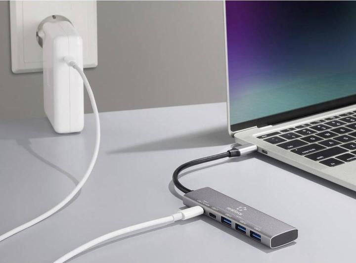 Produktbild Renkforce RF-USBH-300 5 Port USB 3.2 Gen 1-Hub (USB 3.0) Grau (USB-A, USB-C, 5 Ports)