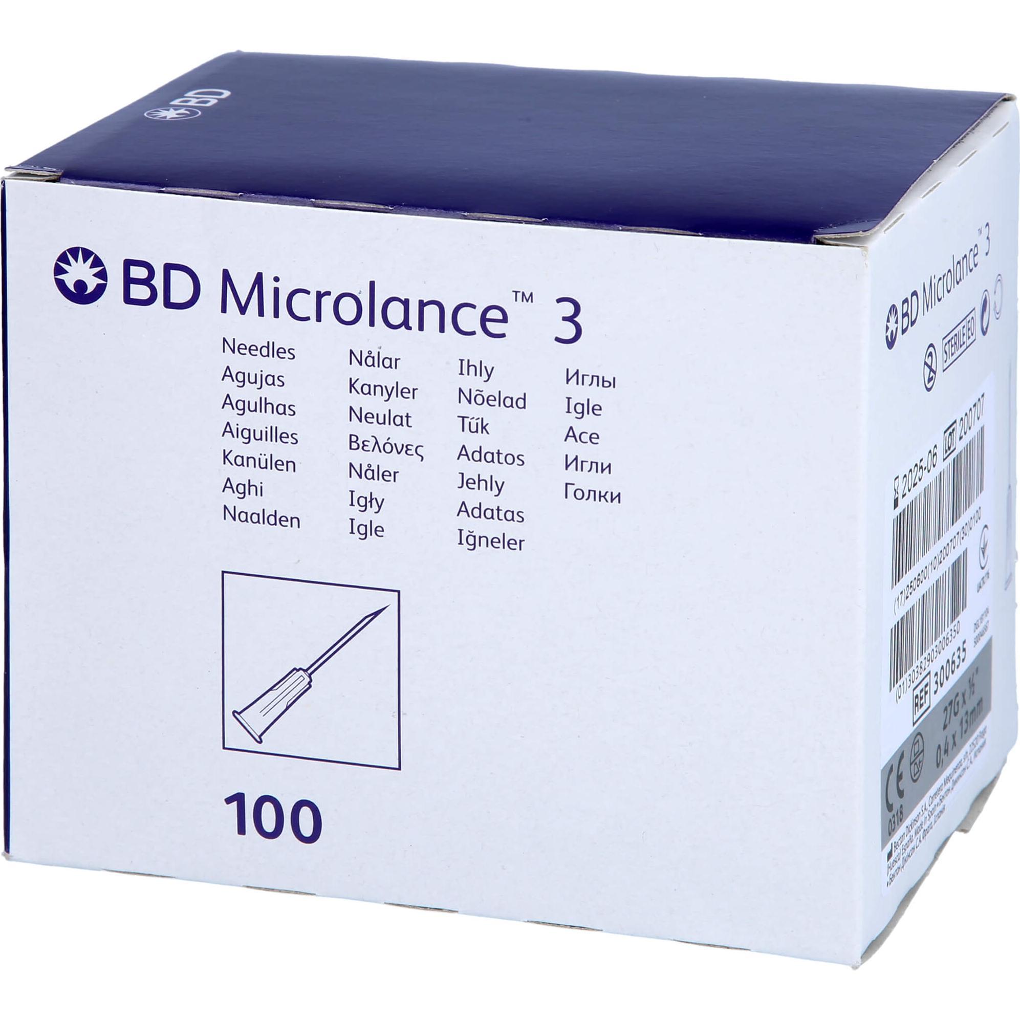 BD, Praxisbedarf, Microlance 3 Sonderkanüle 27G 1/2 0,4x13mm, 100 St KAN