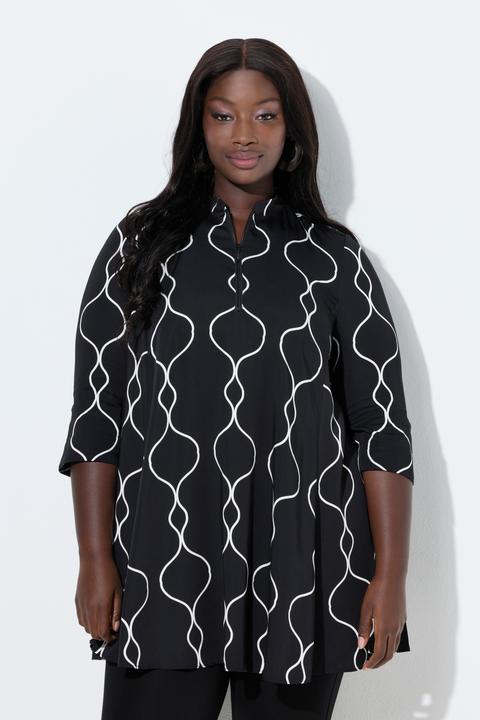 Actual product image Ulla Popken Ogee Print Satin Tunic (54)