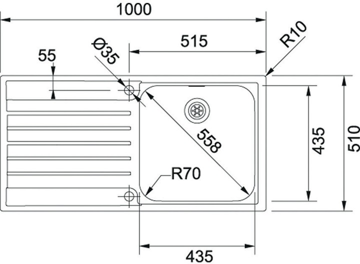 Actual product image Franke Argos AGX 611 100 (Top-mounted sink, 100 cm, 51 cm)