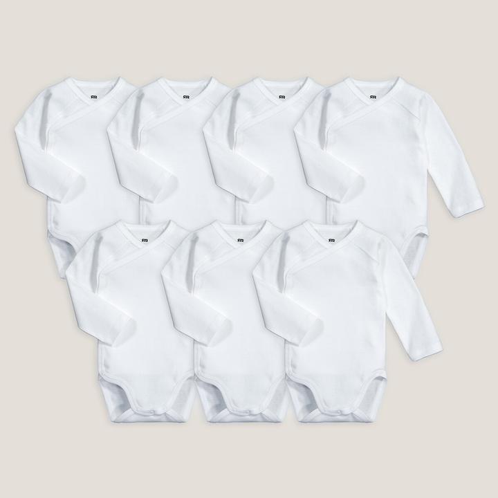 Actual product image La Redoute Collections Pack of 7 First Time Bodysuits with Long Sleeves (50 C)