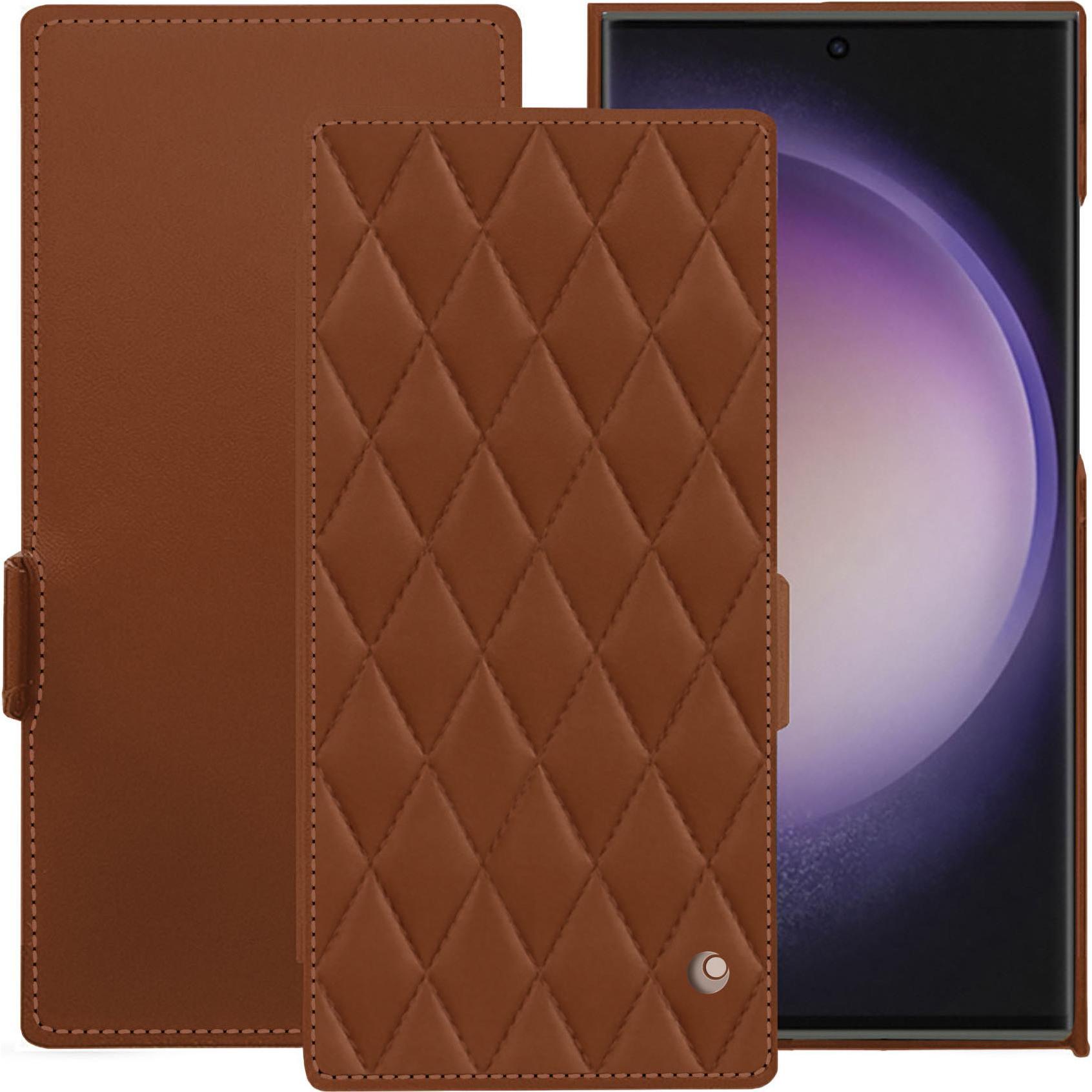 Noreve Lederschutzhülle horizontal (Samsung Galaxy S23 Ultra, Samsung Galaxy S24 Ultra), Smartphone Hülle, Braun