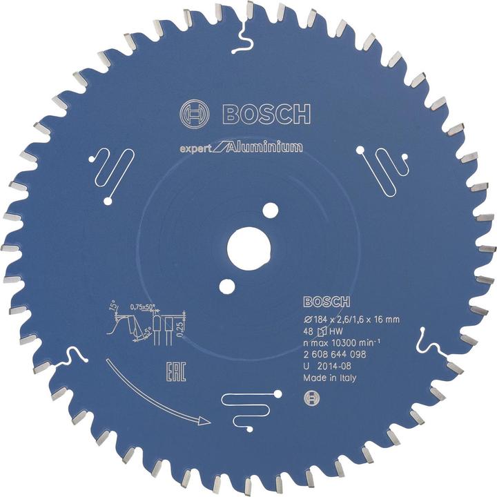 Immagine prodotto Bosch Professional Zubehör Lama circolare Expert per alluminio, 184 x 16 x 2,6 mm, 48