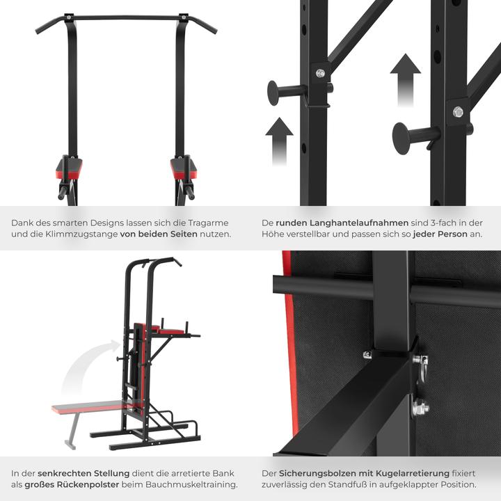 Actual product image tectake Power tower with pull up bar and weight bench Reeves
