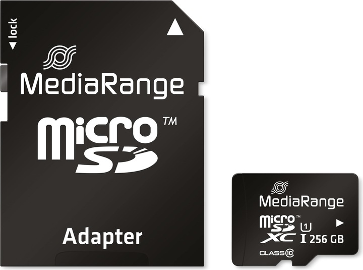 Productafbeelding MediaRange SD MicroSD-kaart UHS-1 Cl.10 incl. adapter (256 GB, microSDXC, U1, UHS-I)