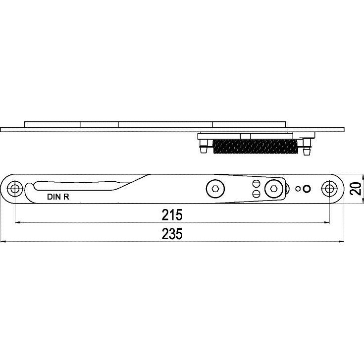 Thumbnail - ABS, Türöffner + Türschliesser, IMH-ABS Mitnehmerhaken GF UNI 20 V Gr.1, 235 x 20 mm,schwarz verzinkt,DIN rechts
