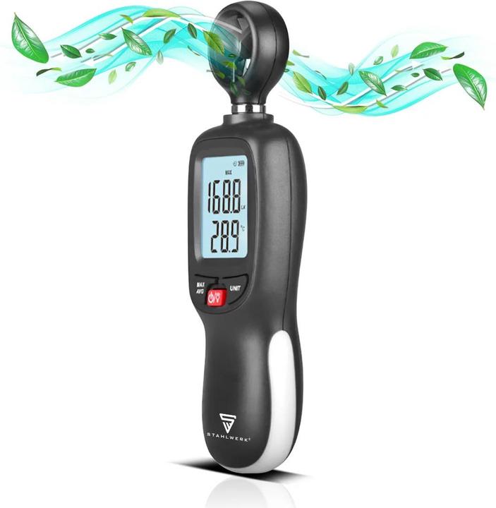 Produktbild Stahlwerk Anemometer Kompakter Luftgeschwindigkeitsmesser 30 m/s, Windmessgerät mit LCD-Display