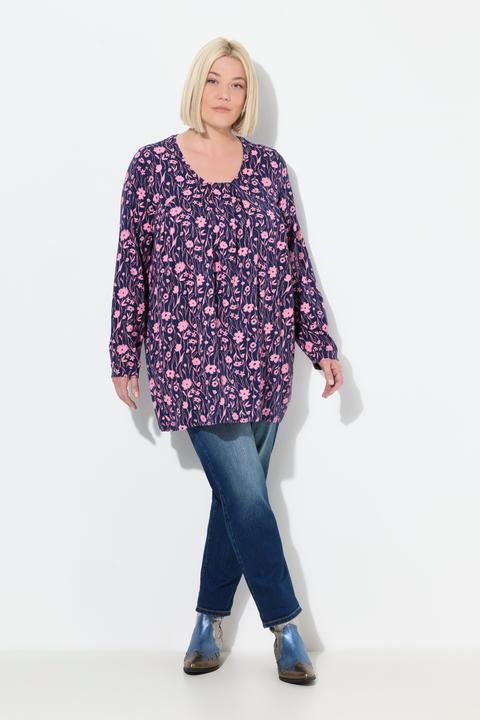 Produktbild Ulla Popken Shirt, Zierfalten, A-Linie, Carree-Ausschnitt, Langarm (50, 52)