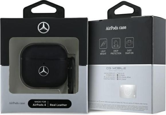Immagine prodotto Mercedes-Benz Mercedes MEA4CSLBK Coperchio AirPods 4 nero/nero Pelle Logo Metallo (Borsa per cuffie)