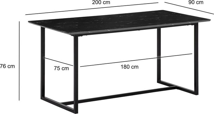 Actual product image FineBuy Dining room table Marble look black Dining table Kitchen table Dining room table (200 x 90 cm)