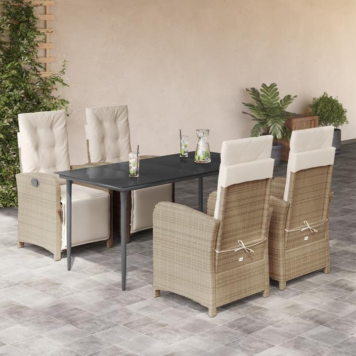 Actual product image vidaXL Garden furniture dining set garden set seating group 5 pcs. beige poly rattan (160 cm)