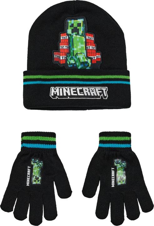 Image du produit Minecraft - Ensemble bonnet et gants motif Creeper - Garçon (Taille unique)