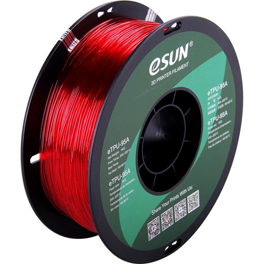 Thumbnail - eSUN eTPU-95A 1,75mm Tr. Red 1kg 3D Filament (TPU, 1.75 mm, 1000 g, Rot), 3D Filament, Rot