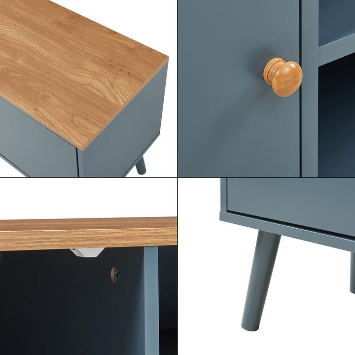 Image du produit En.Casa Fernsehschrank Reyljand mit 2 Türen 120x35x50 cm Grau/Eicheoptik (120 x 35 x 50 cm)