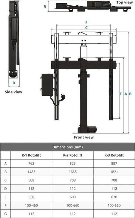 Produktbild Xantron PREMIUM-K3-RotoLift (Universal, 70", 60 kg)