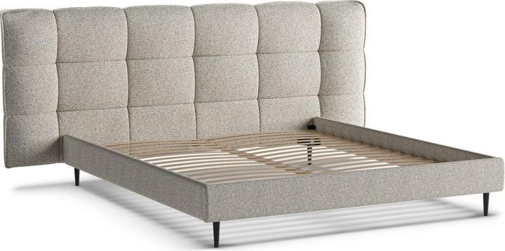 Actual product image Micadoni Storage Bed With Headboard, "Eric", Beige Melange, 220x270x114 Made in Europe (180 x 200 cm)