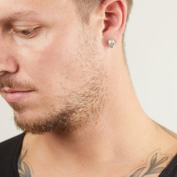 Produktbild Bikergold Ohrstecker Einzel Skull White (Silber 925)