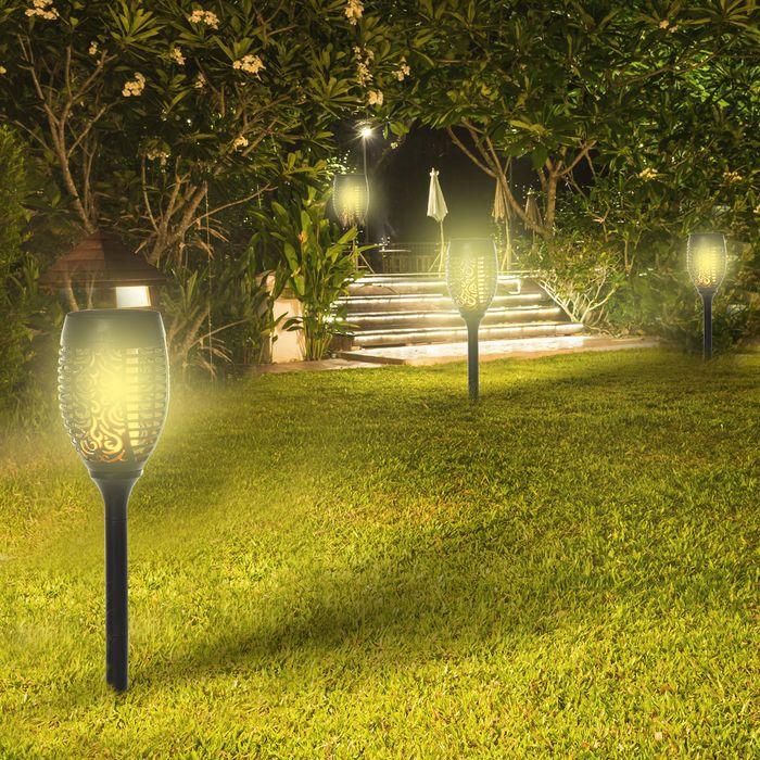 Produktbild Swisshandel24 Solarleuchte, Solarlampen Garten, 4er-Set Lampe, 6–8 h, IP44 Wasserfest, Kunststoff, Schwarz, Ø12 x (IP44)