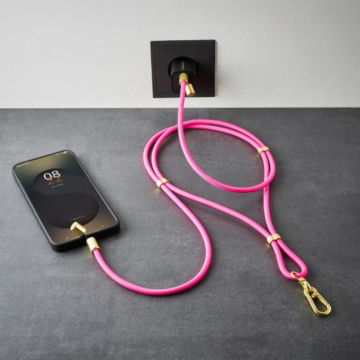 Produktbild Intenso Handykette als Lade- + Datenkabel USB-C bis 1,65m neon pink (1.65 m, USB 2.0, 60 W)