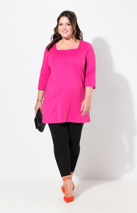 Produktbild Ulla Popken Longshirt, Taschen, A-Linie, Carree-Ausschnitt, 3/4-Arm (58)