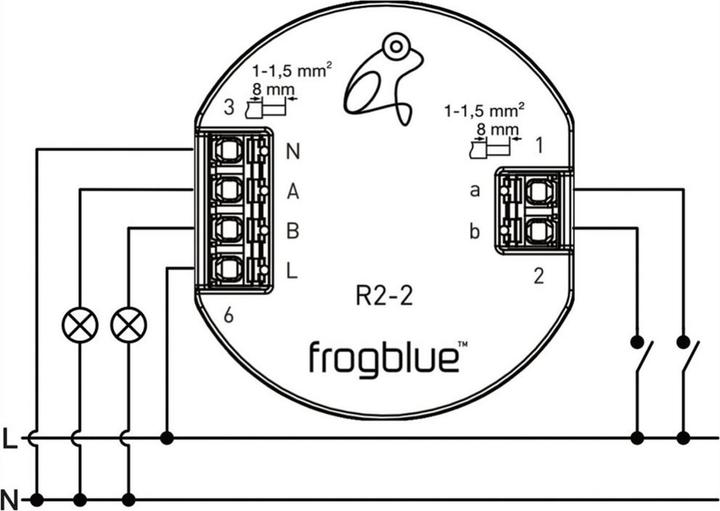 Image du produit Frogblue frogRelay2-2-PF, interrupteur à relais à 2 canaux avec 2 entrées et 2 sorties (Actionneur de commutation)